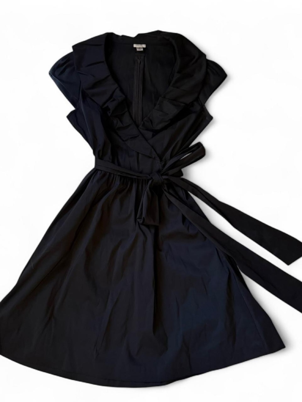 Cache Black Ruffle Wrap Midi Dress